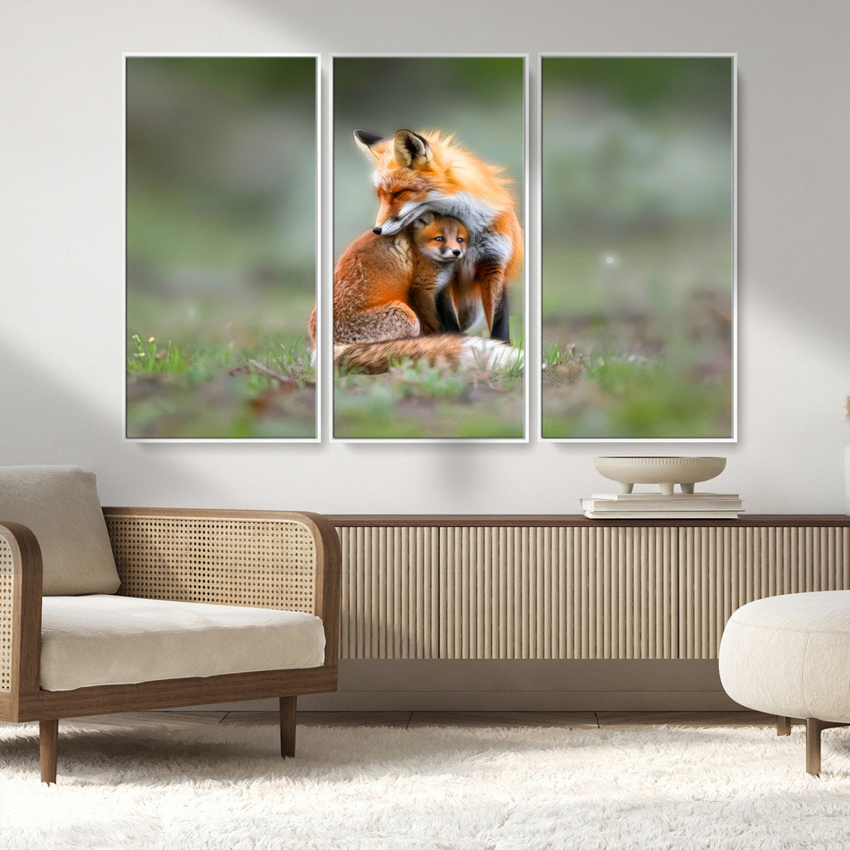 Heartwarming Fox and Baby Cub Wall Art | Ready to Hang