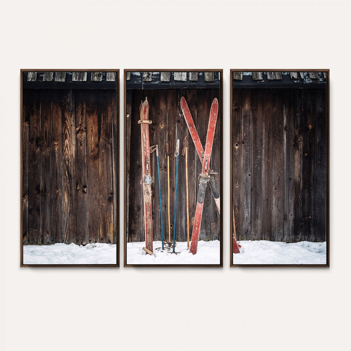 Vintage Ski Gear Canvas Print, Vintage Ski Gear Against