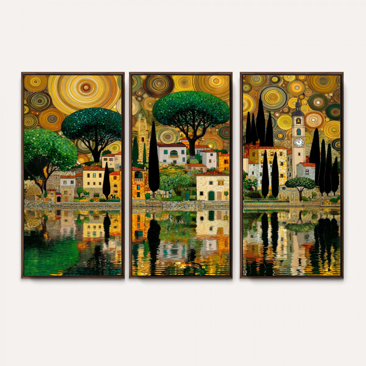 Gustav Klimt Golden Cityscape Wall Art Canvas Print,