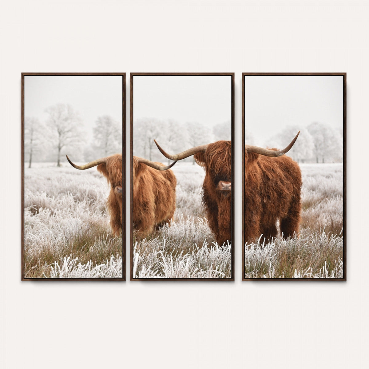Longhorn Cattle Wall Art Canvas Print, Framed Farmhouse