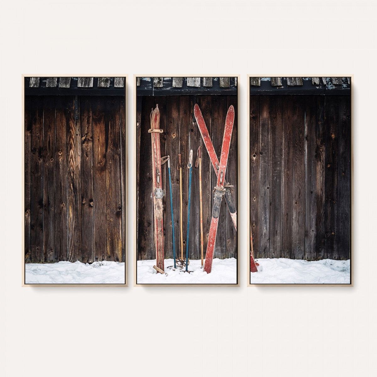 Vintage Ski Gear Canvas Print, Vintage Ski Gear Against