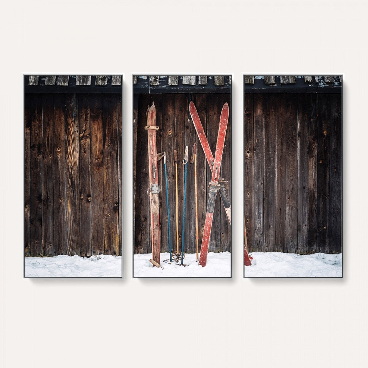 Vintage Ski Gear Canvas Print, Vintage Ski Gear Against