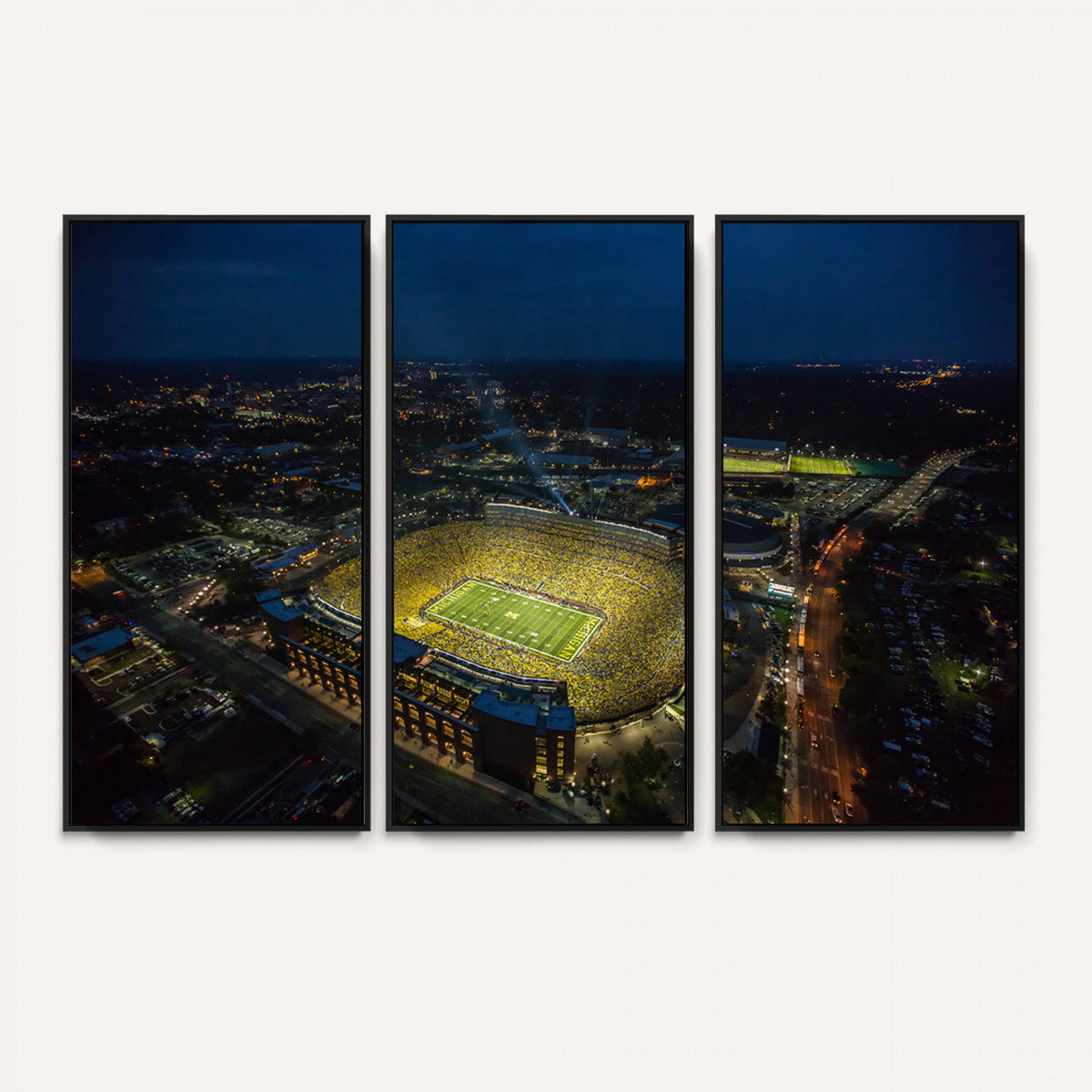 Michigan Stadium Night Game Wall Art – Sports Arena Aerial