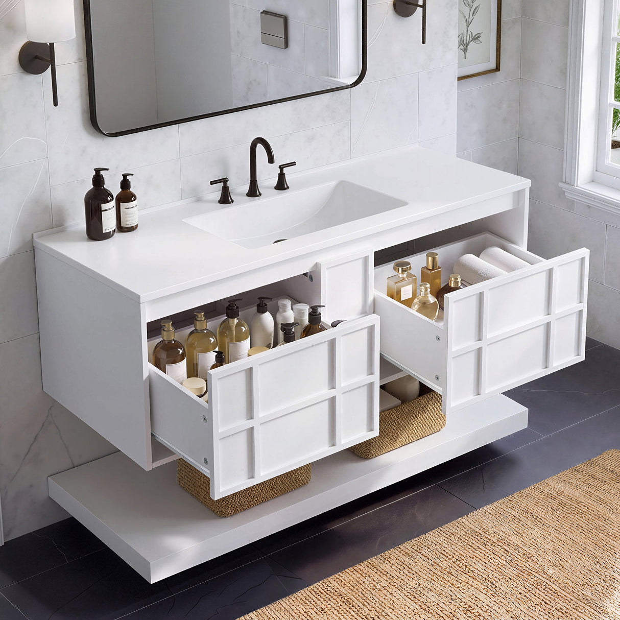 48 Inch Wall Mounted Bathroom Vanity Cabinet