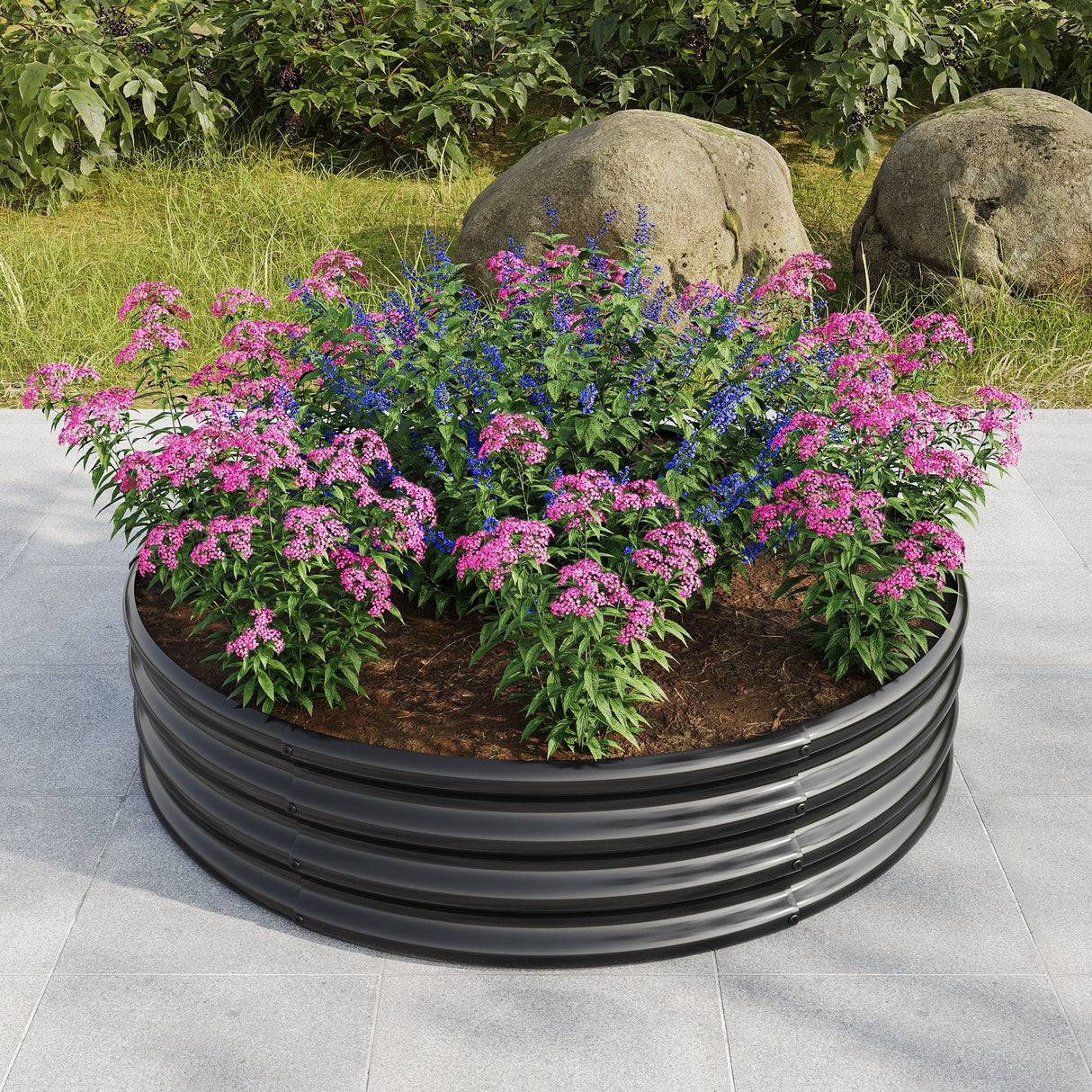 2PCS 47.24" Round Raised Garden Beds for Outdoor Gardening