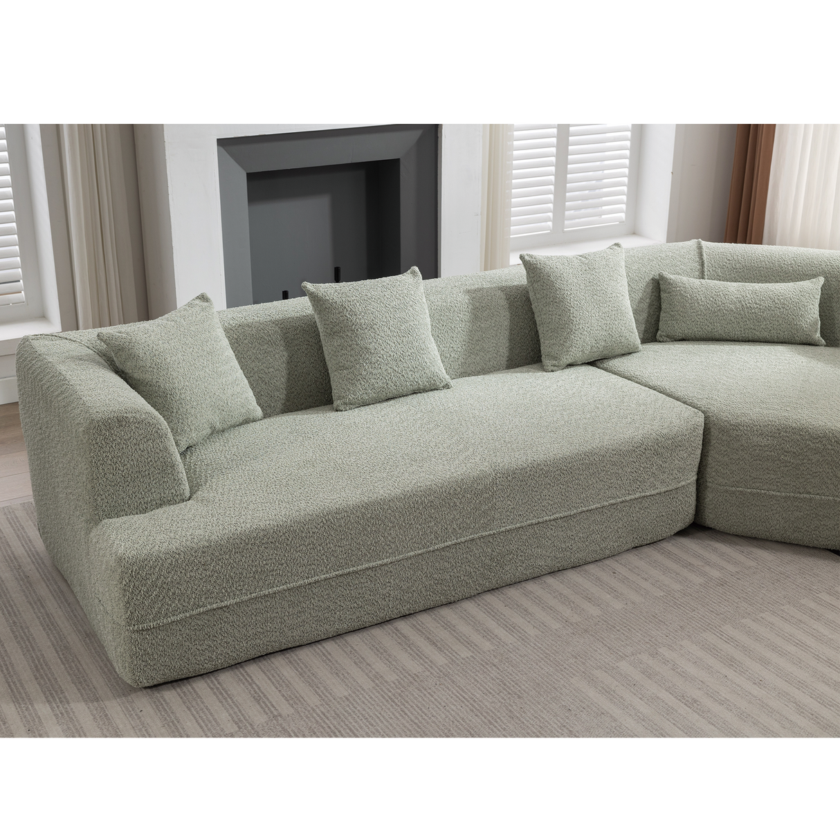 Modular Sofa Modern Minimalist Style Green Upholstered