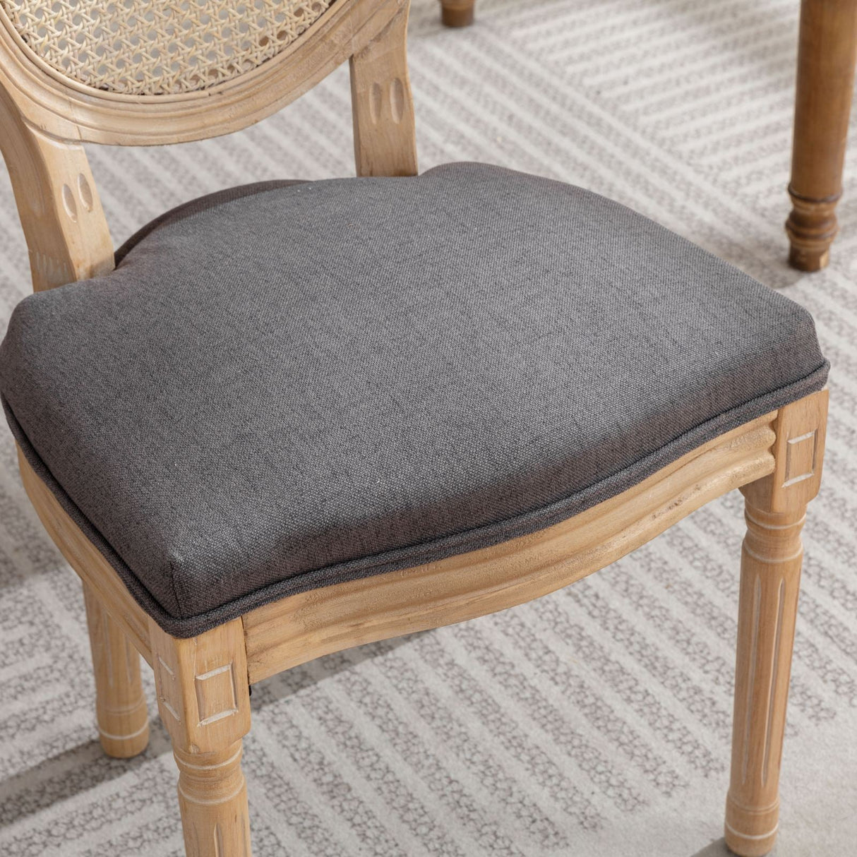 A&A Furniture French Style Solid Wood Frame Dining Chair Set of 2 - Gray