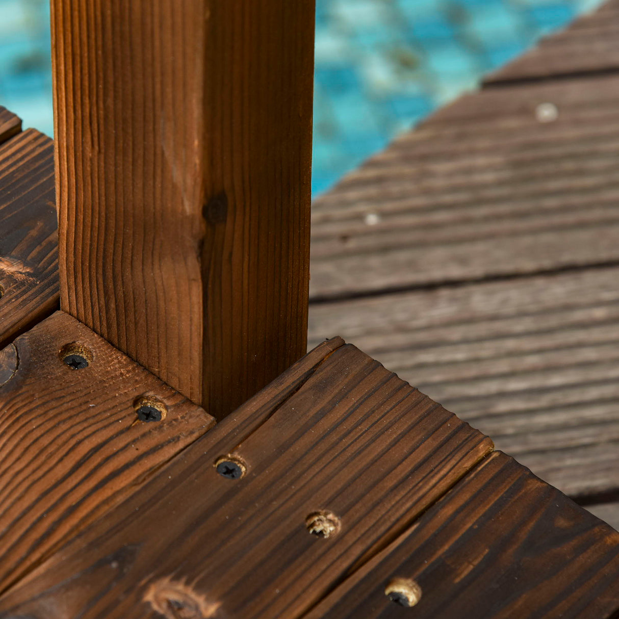 Outsunny - Fir Wood Garden Bridge Arc Walkway With Side Railings, Perfect For Backyards, Gardens, & Streams, Carbonized - Brown