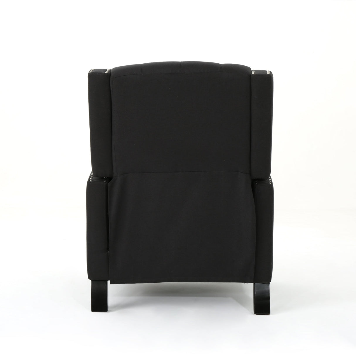 Classic Dark Grey Fabric Push Back Chair with Riveted Armrests