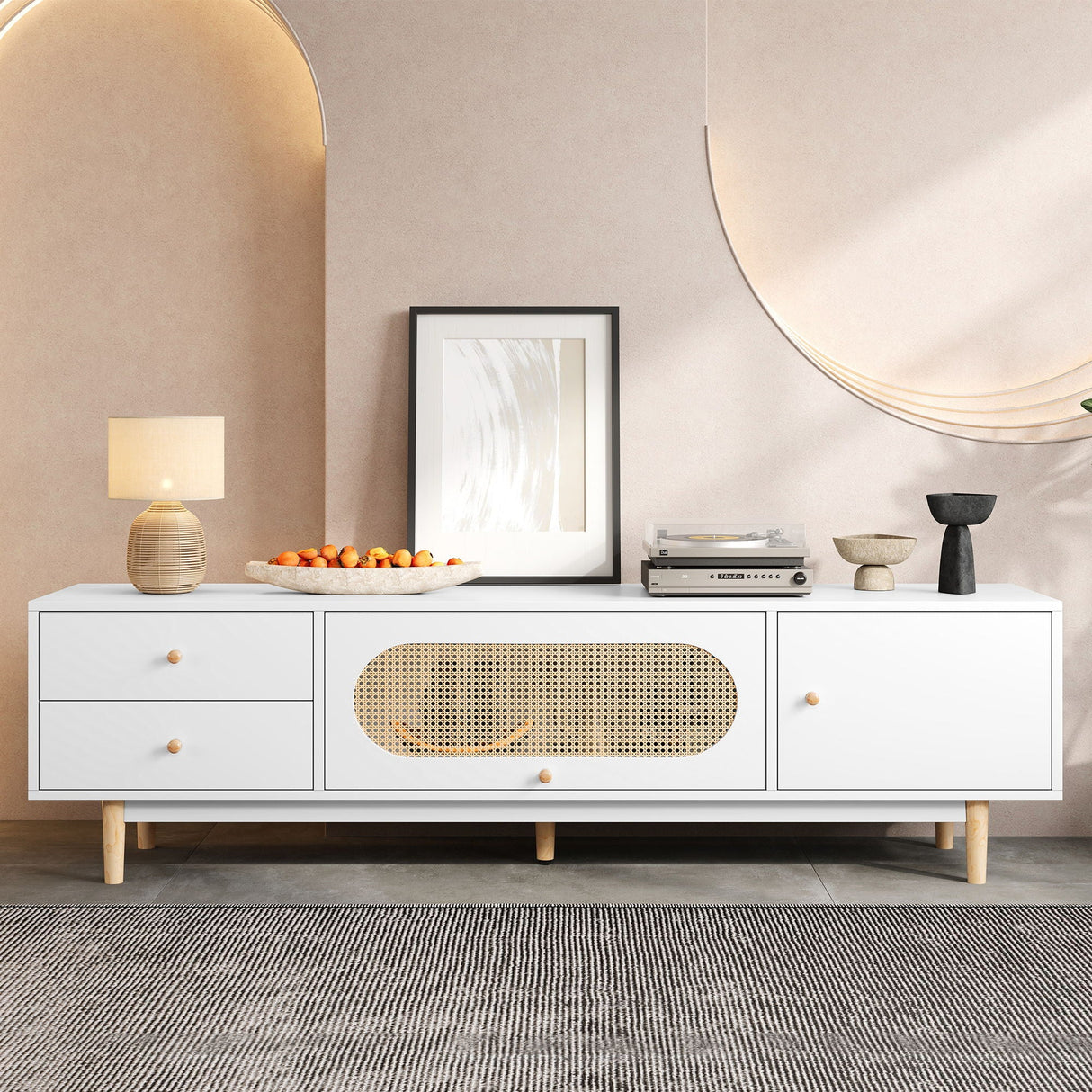 70" TV Stand With Drawers - White