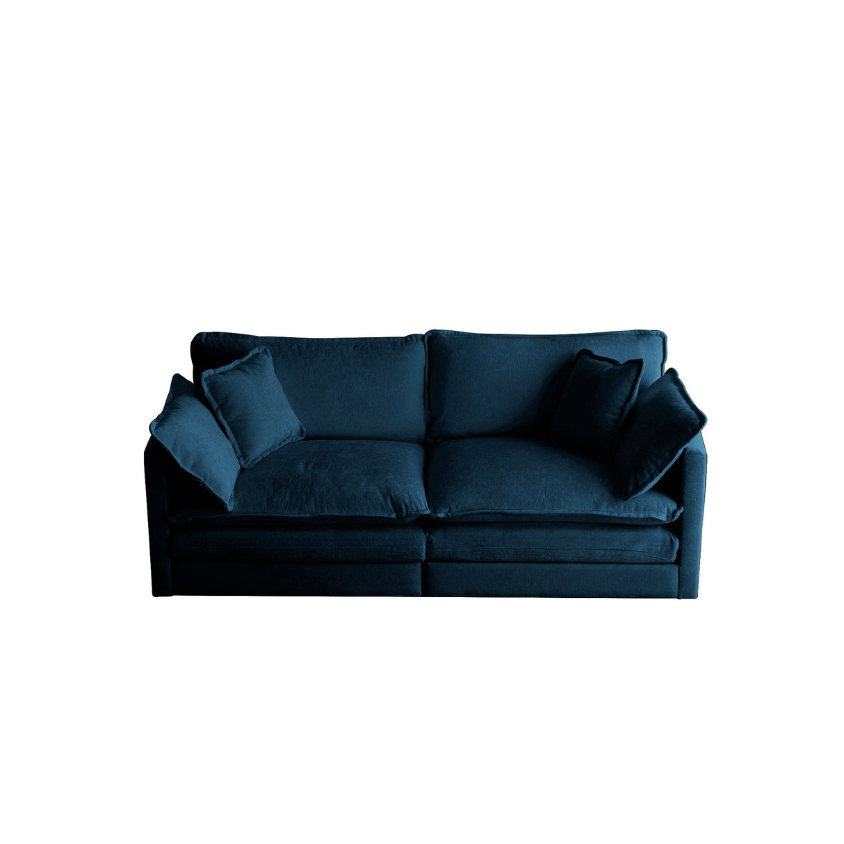 Modern Fabric Loveseat Sofa Couch for Living Room, Upholstered Large Size Deep Seat 2-Seat Sofa with 4 Pillows, Blue