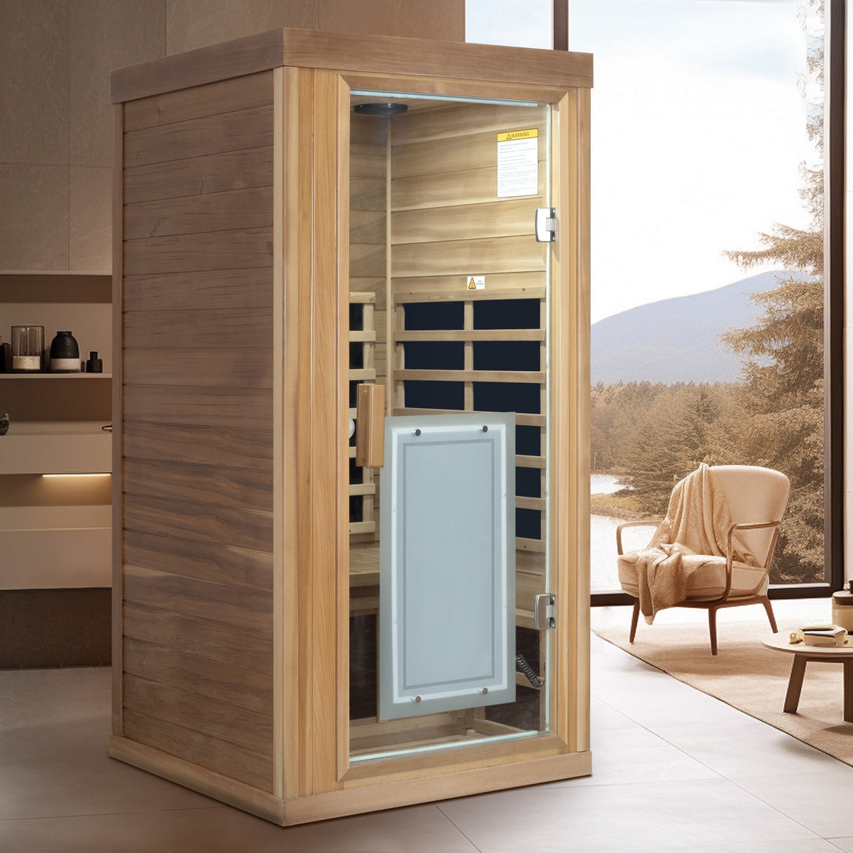 One person Far infrared red cedar standard indoor sauna room