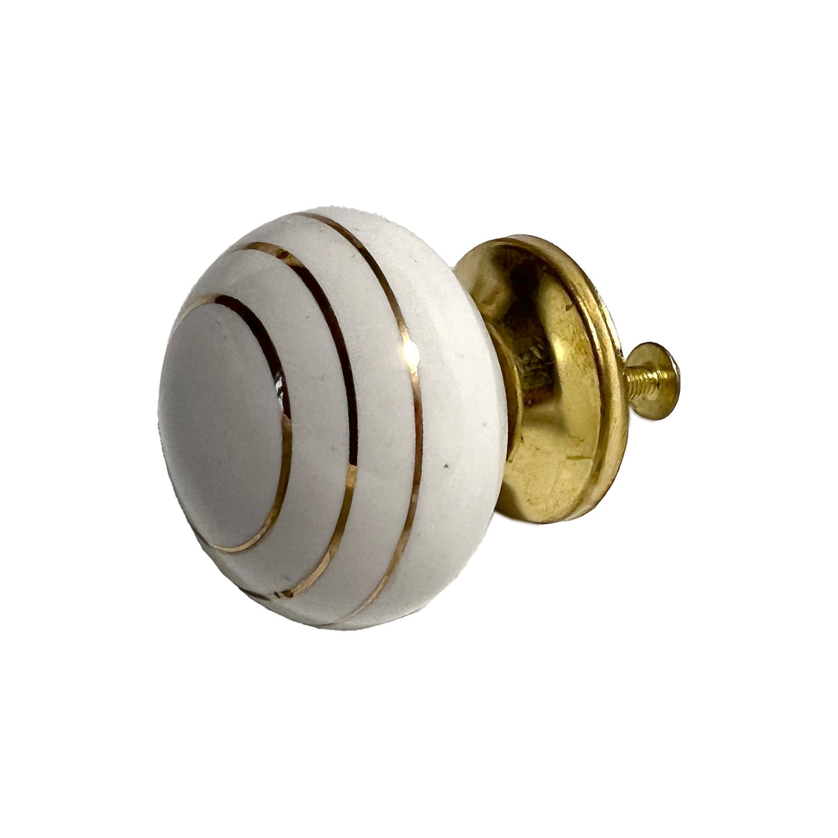 Ceramic gold ring ball cabinet knobs 6 pack knobs for cabinets and drawers, closet door knobs, drawer pulls and knobs with mounting screws