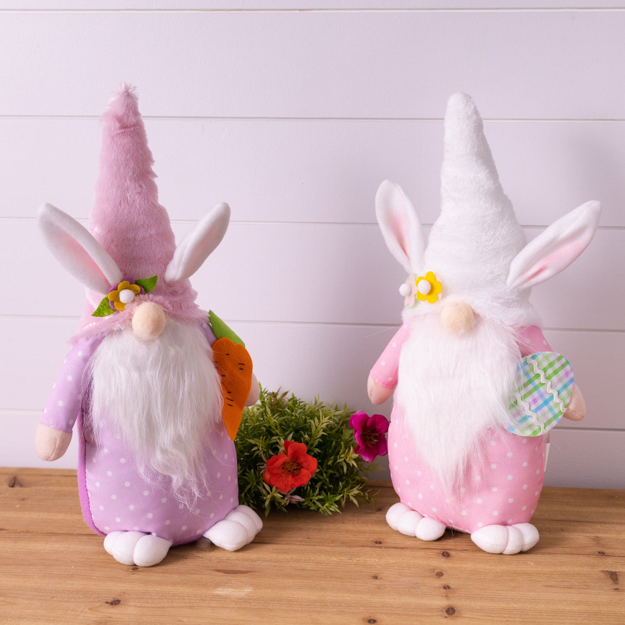Plush Easter Bunny Gnome Shelf Sitter (Set of 2)