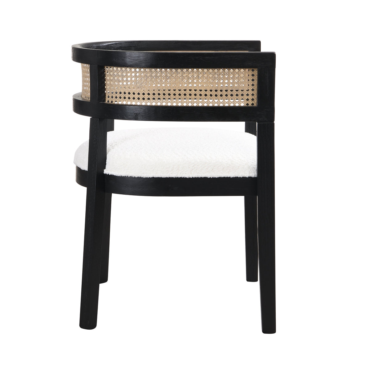Barrel Dining Chair with Rattan Back, Set of 2
