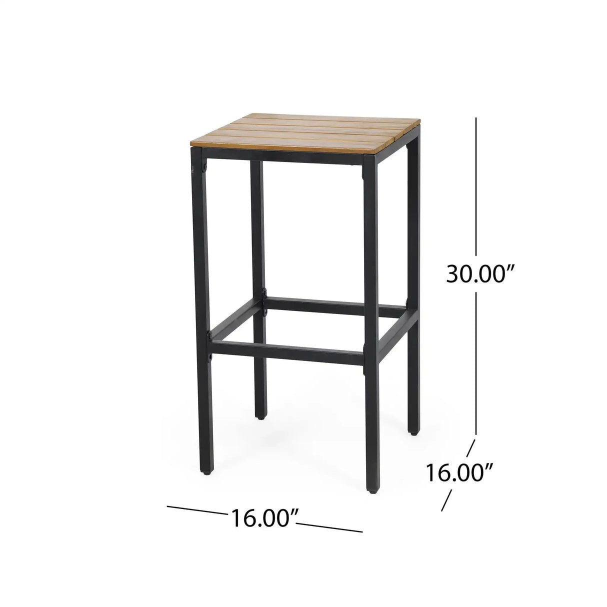 Outdoor Bar Stool With Slat Design And Metal Frame (Set of 2)
