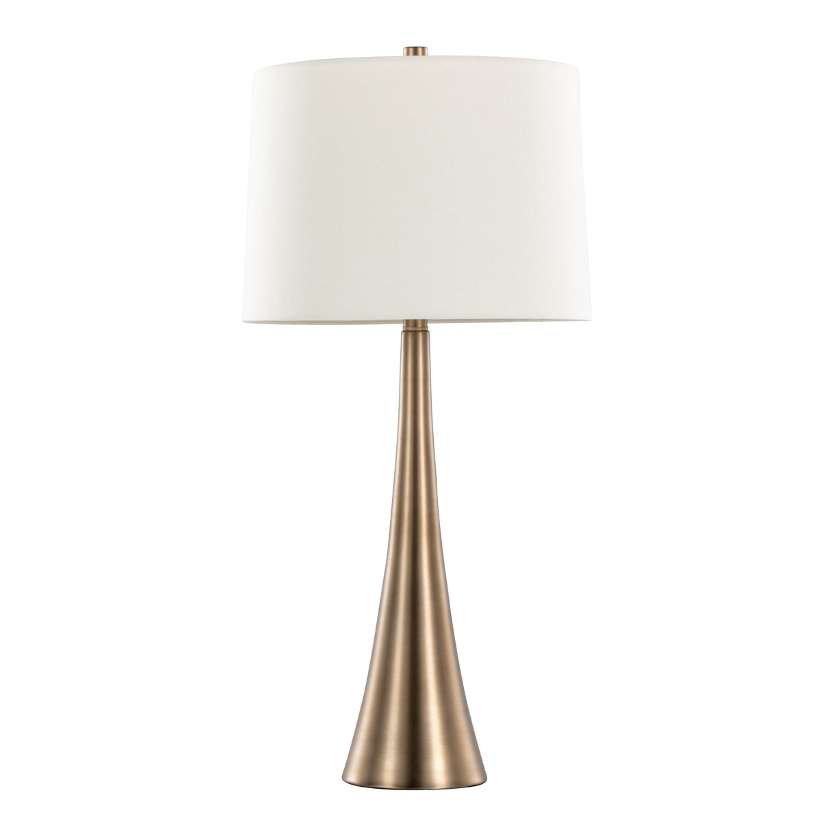 Diana 29" Contemporary Metal Table Lamp Set - Matte Golden Bronze & White Linen Shade