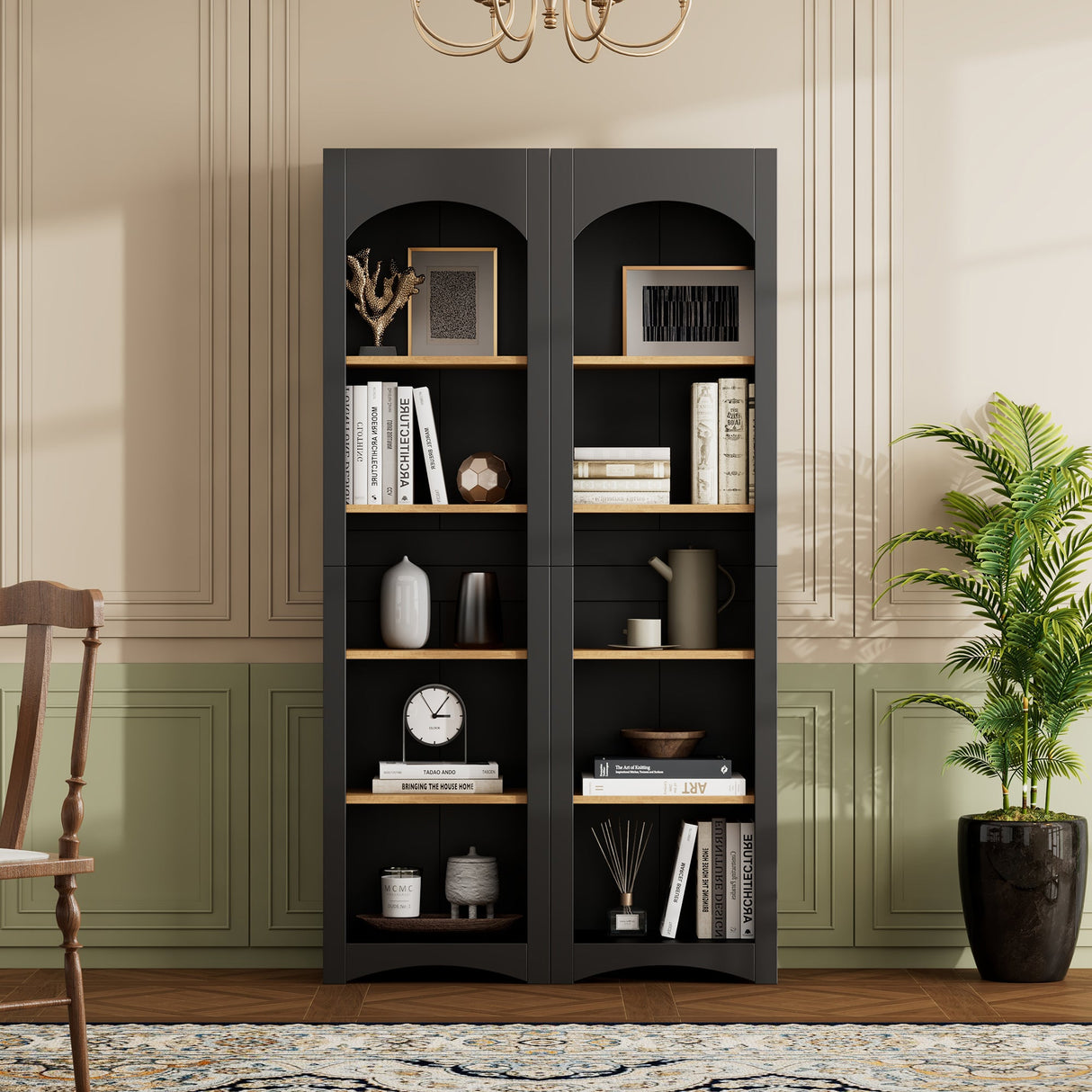 On-Trend Free Standing 5 Tier Bookshelves, Bookcases Set of 2
