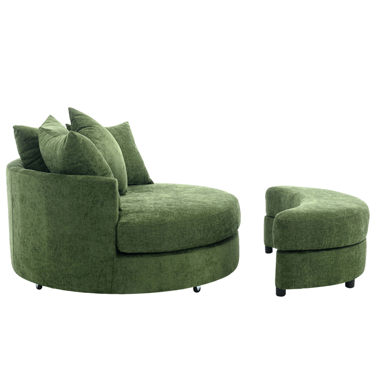 360° Swivel Accent Barrel Chair With Storage Ottoman & 4 Pillows, Modern Leisure Chair Round Accent For Living Room
