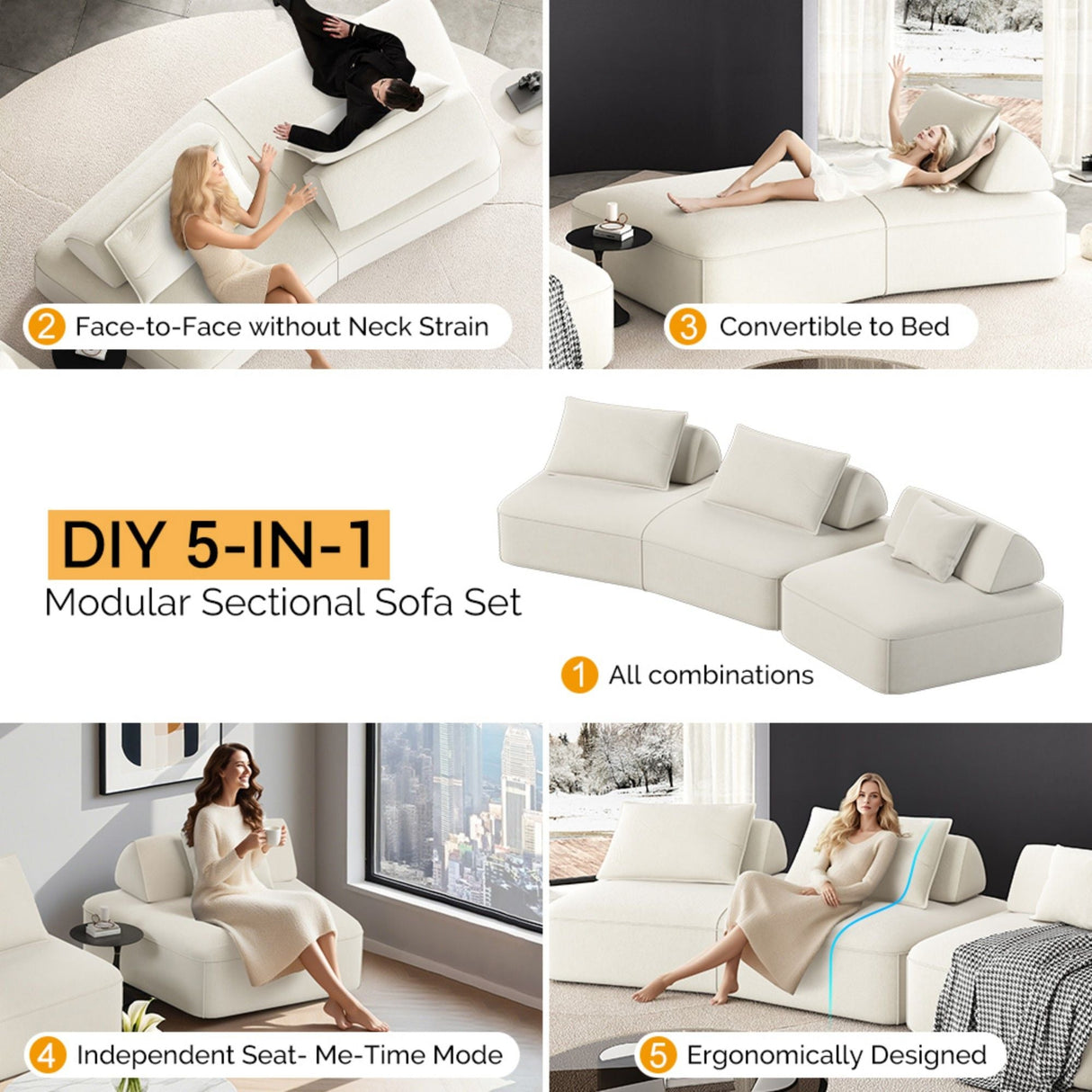 Modern Luxury Oversized Modular Sectional Sofa Set