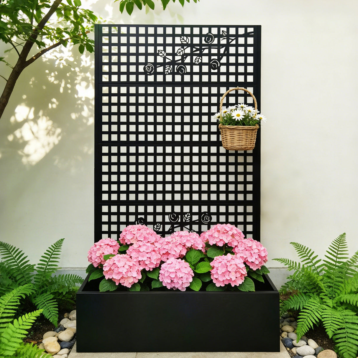Metal Planter Box with Trellis