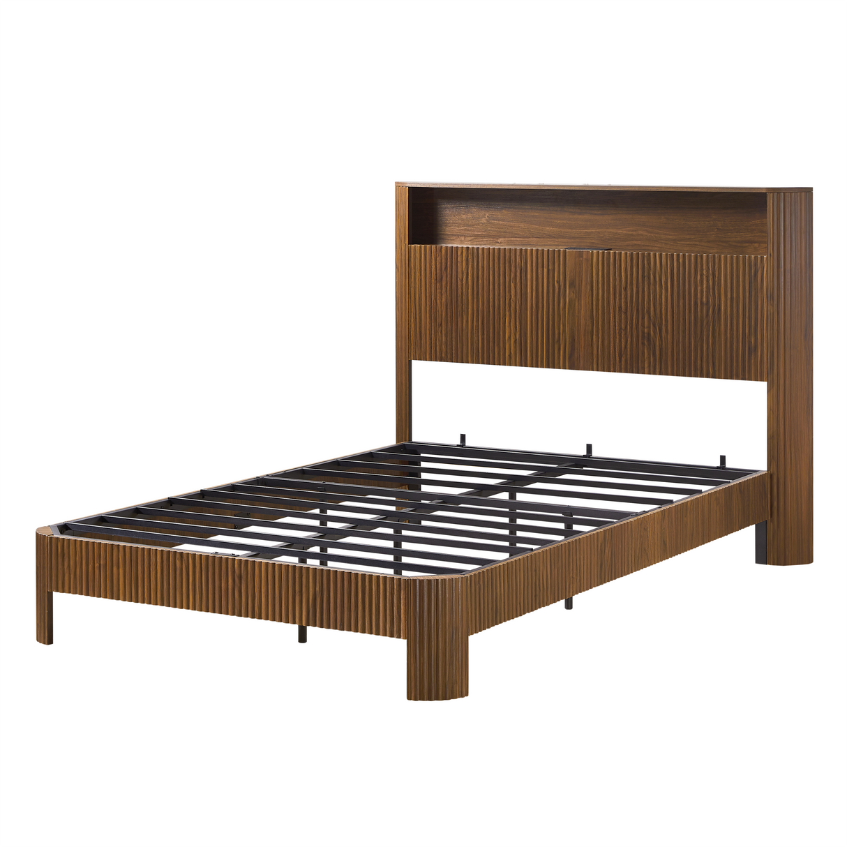 Full Extra Long Bed Frame with Storage Headboard