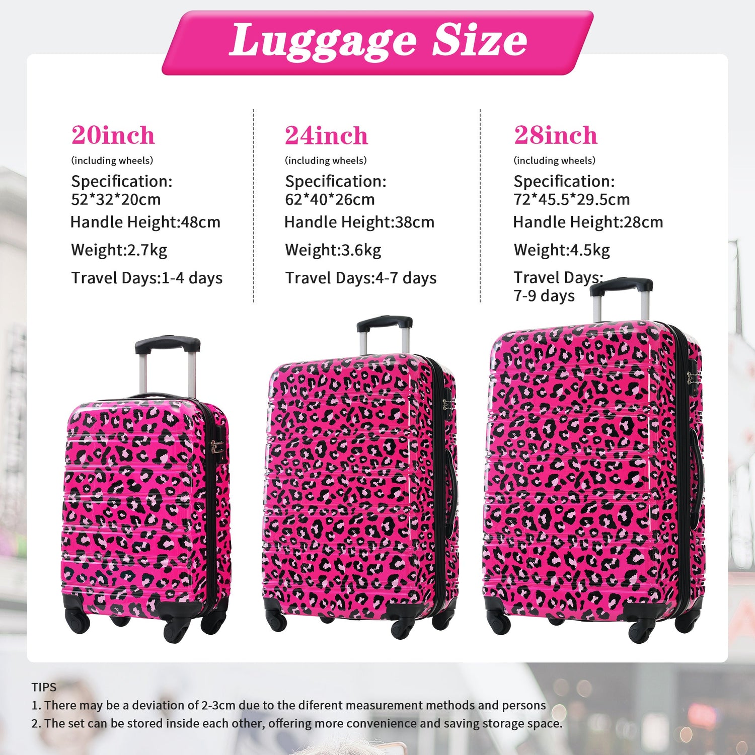 Hardshell Luggage Sets 3 pcs Spinner Suitcase with TSA Lock Lightweight Luggages