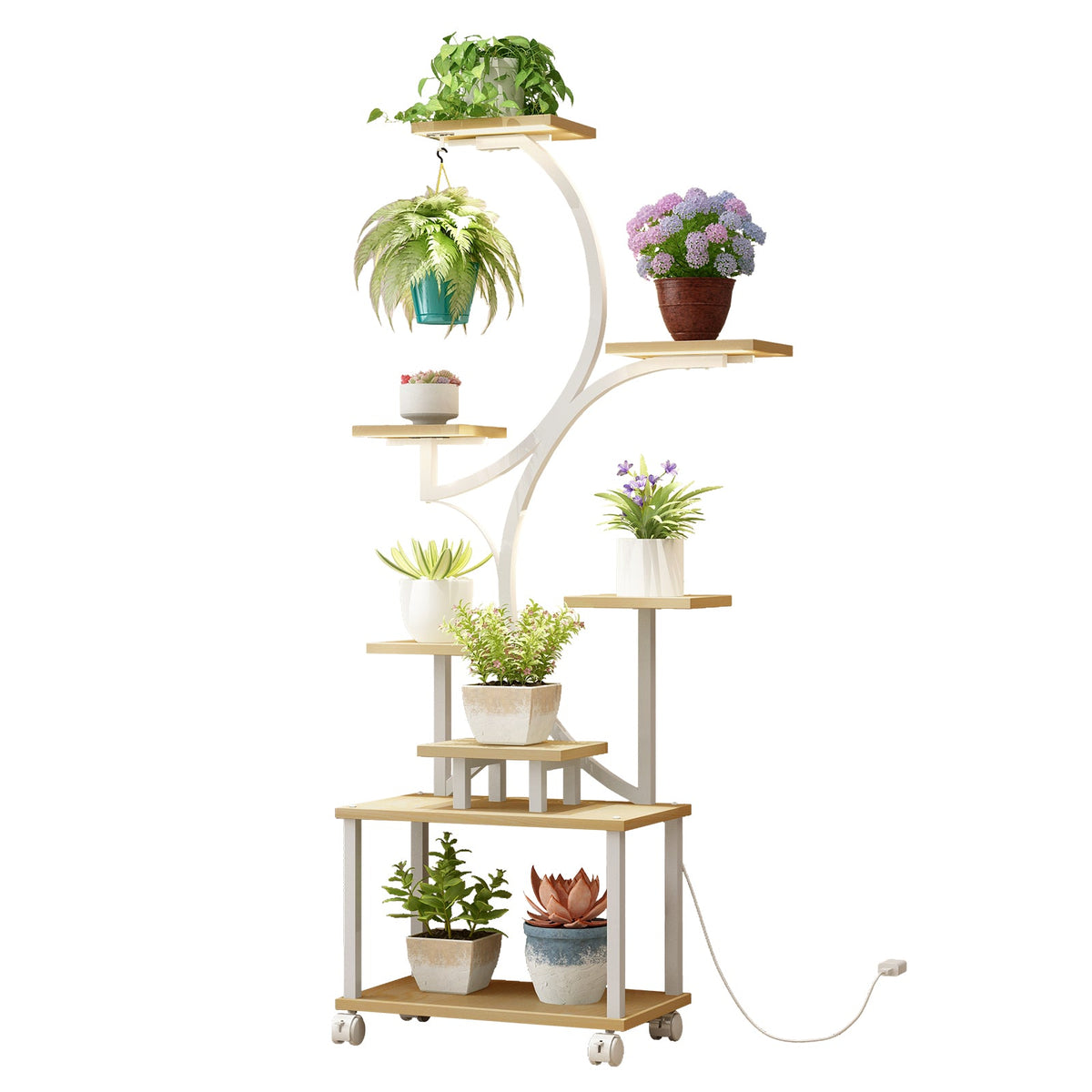 Indoor Plant Stand with Grow Lights - 62" Tall, 8 Tiered Shelf