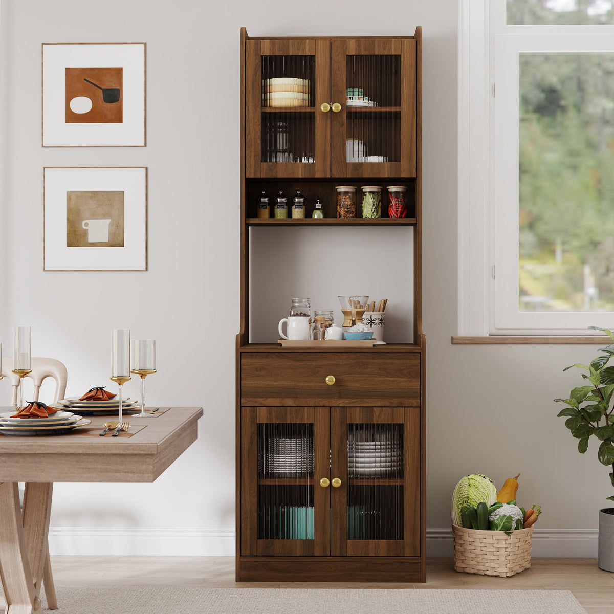 Kitchen Pantry Hutch Storage Cabinet