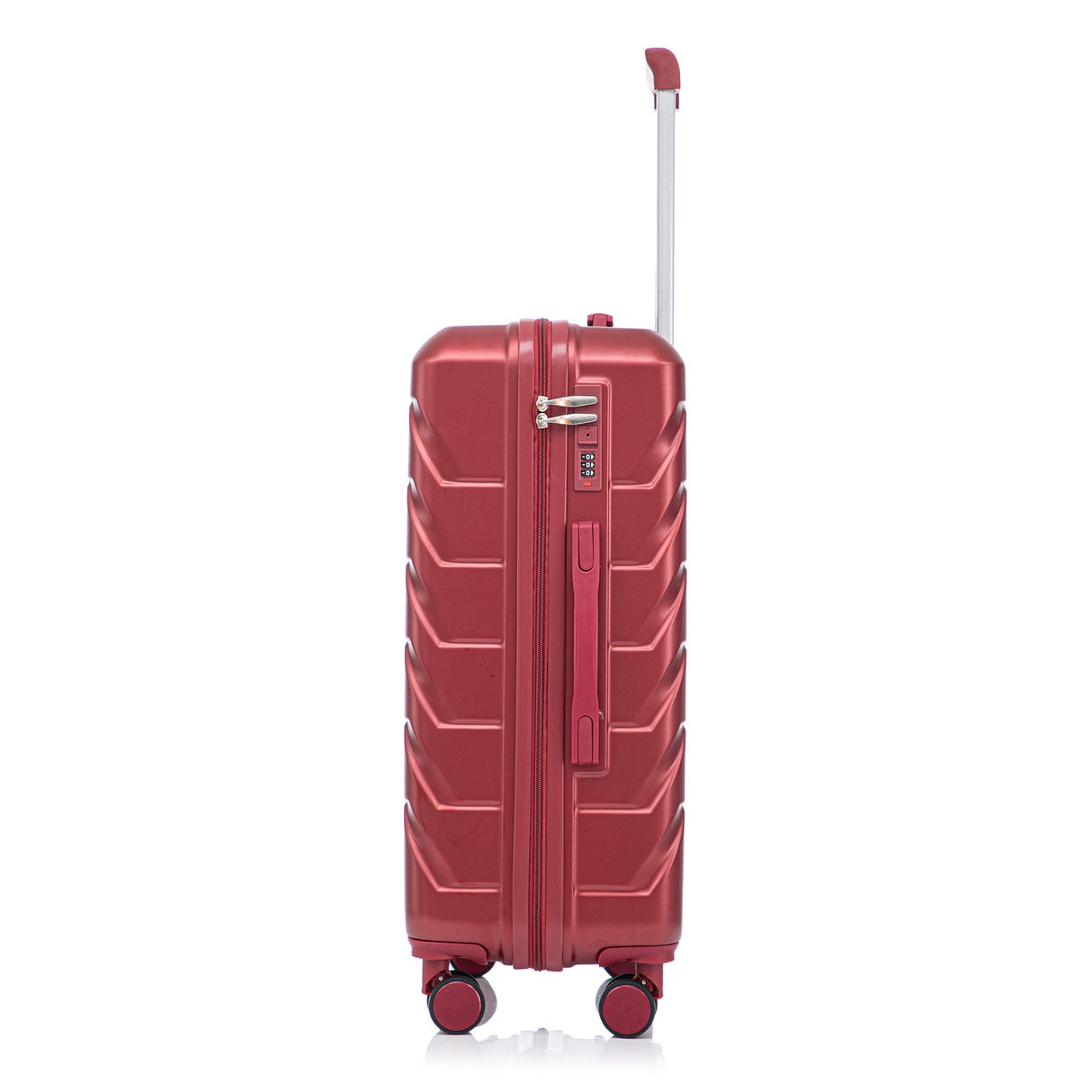 Set of 3 ABS Spinner Wheel Luggage in Wine Red - 20", 24", and 28"