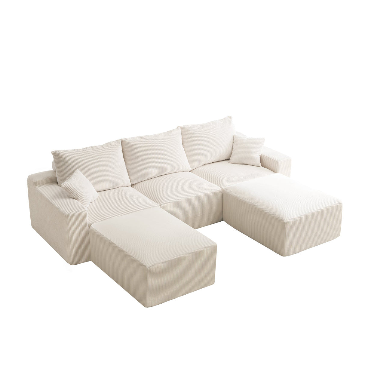 Three-Seater Sofa with Plush Corduroy Upholstery