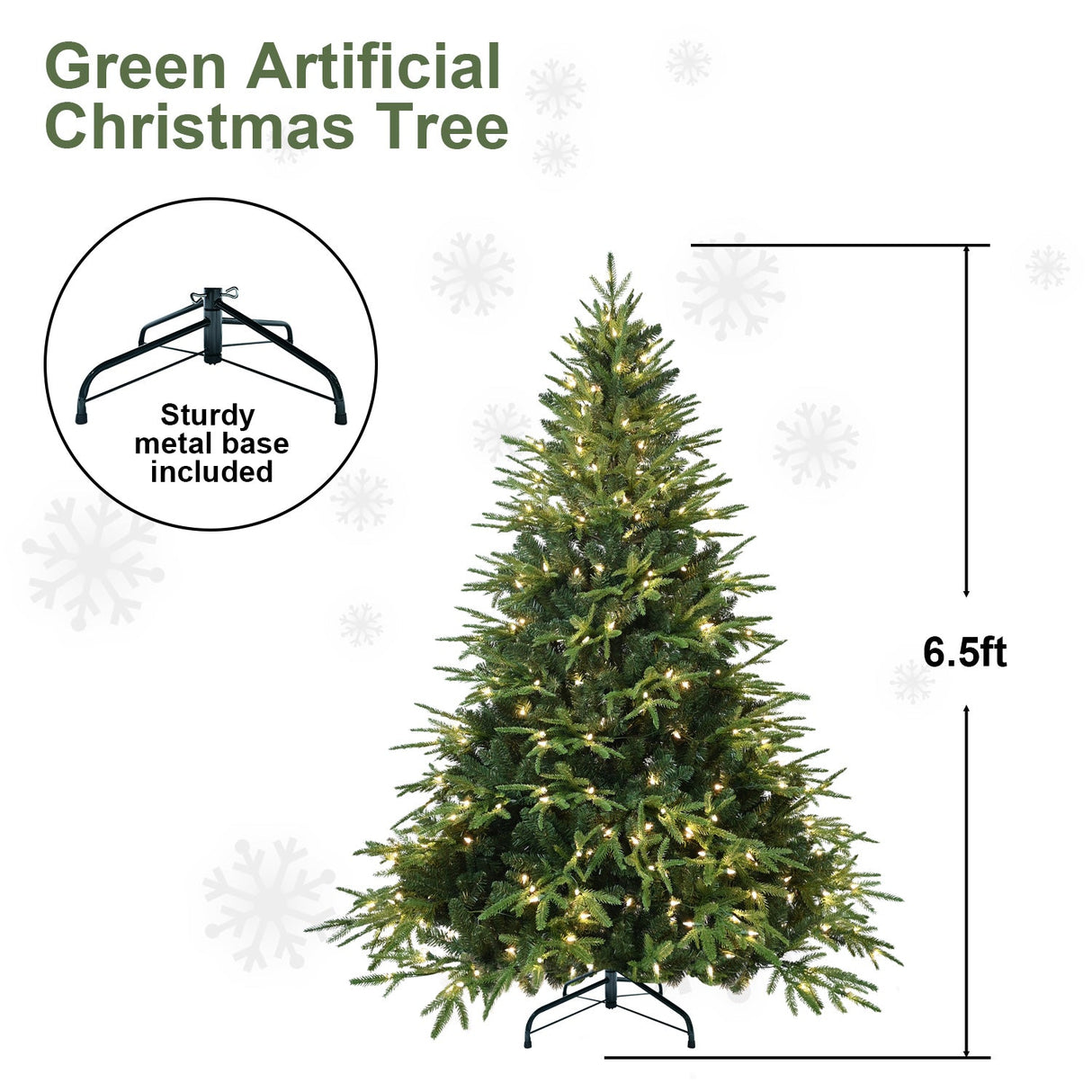 6.5ft Pre-Lit Artificial Christmas Tree with 450 Warm Lights