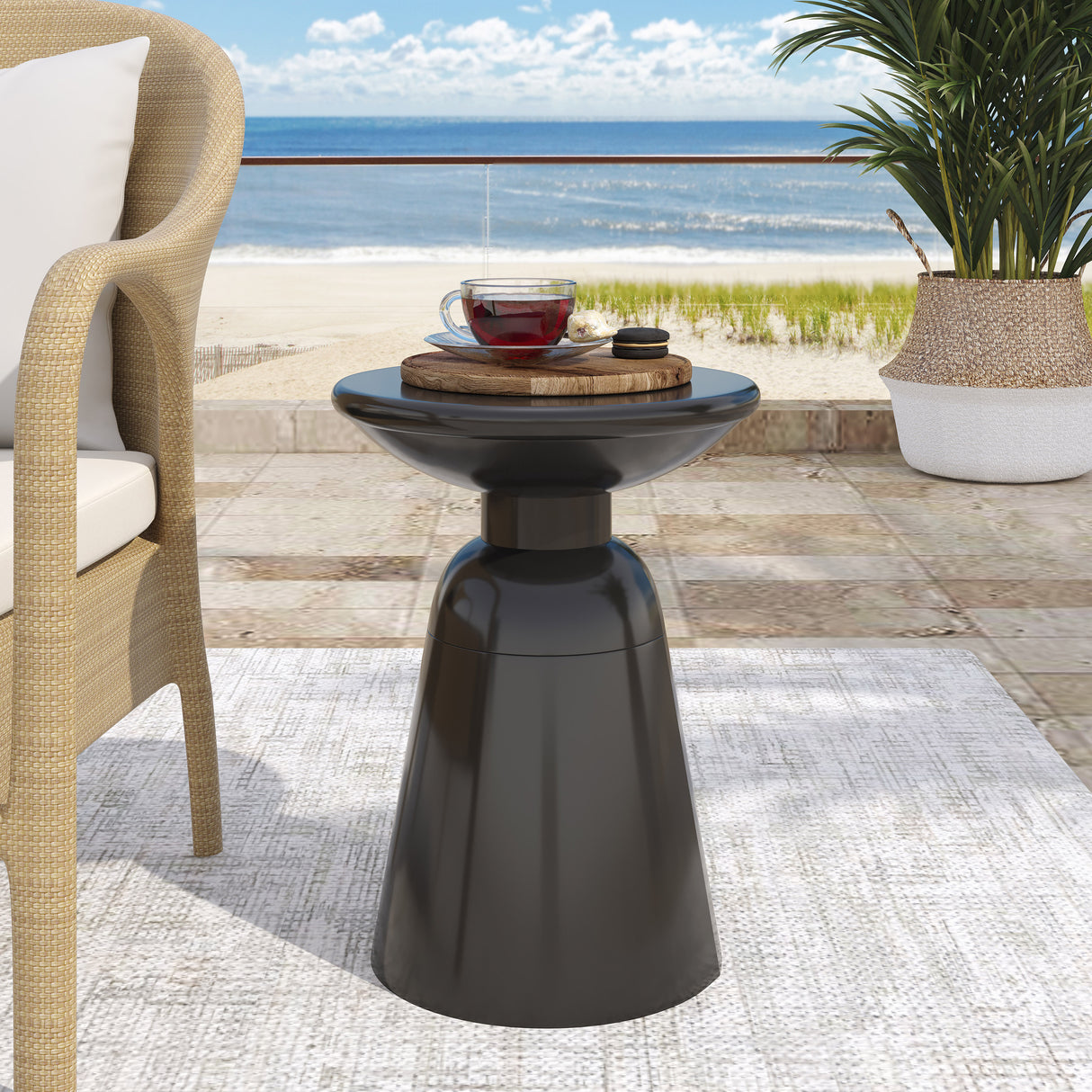 Outdoor metal end table -large