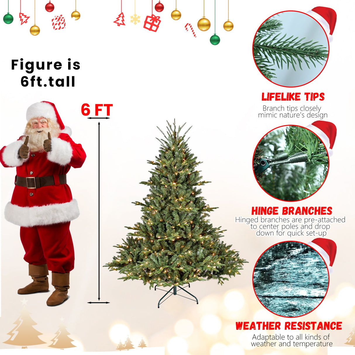 9FT Full-Shape Christmas Tree with 1100 UL Lights