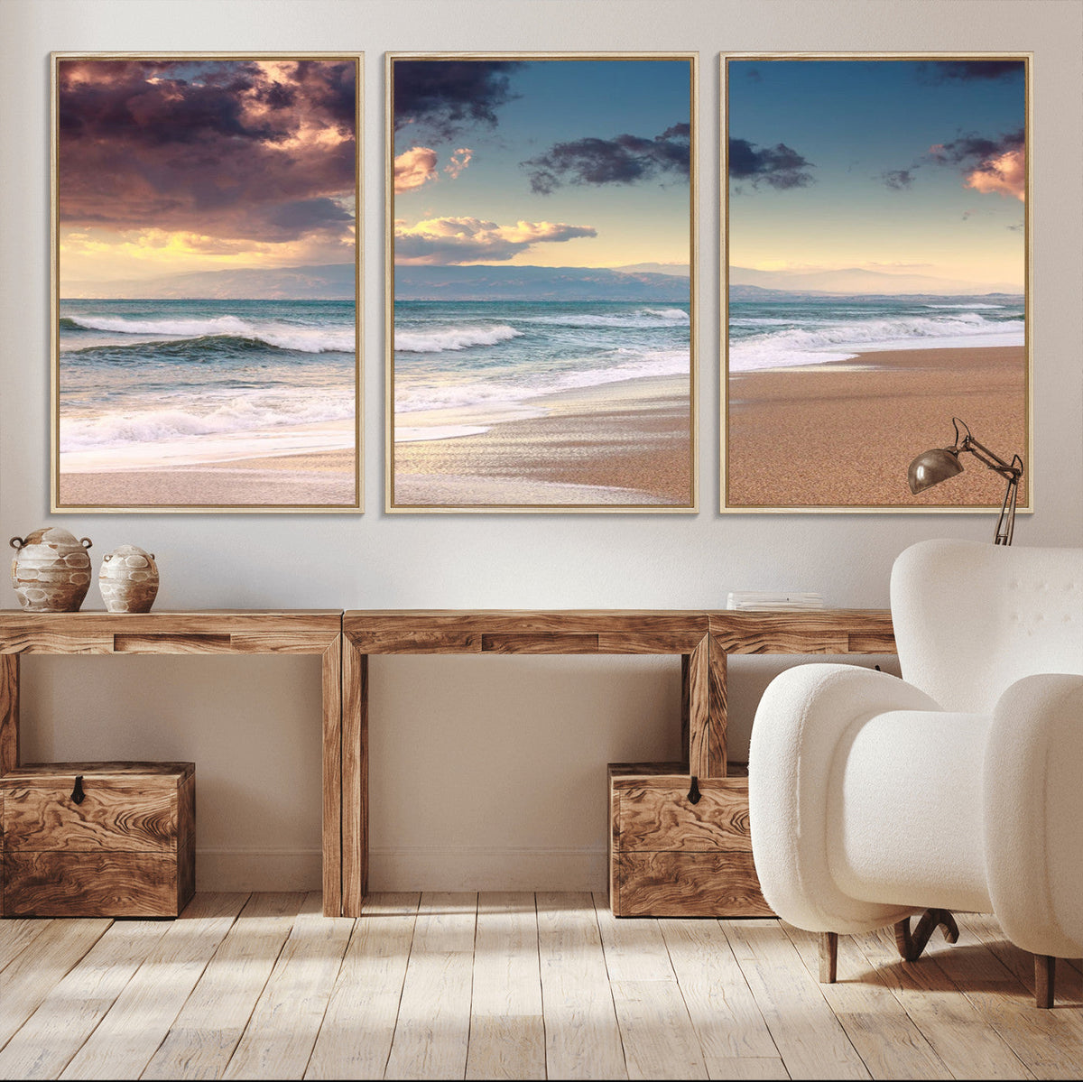 Cloudy Weather Beach Sunset Canvas Print | Sunrise Wall Art