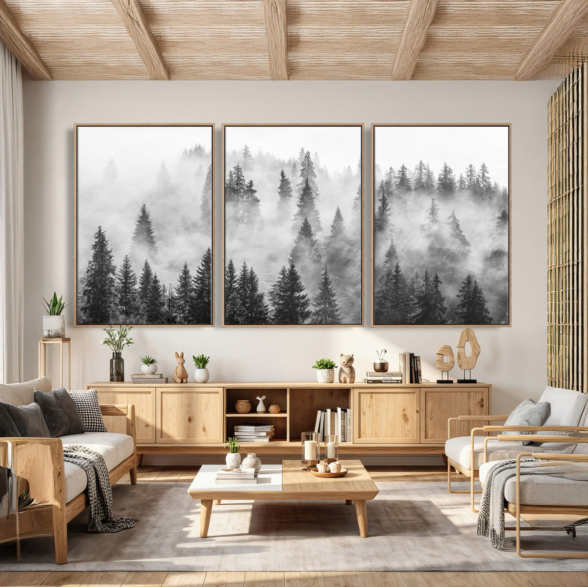 Forest Wall Art Print | Foggy Pine Forest Canvas Wall Art -