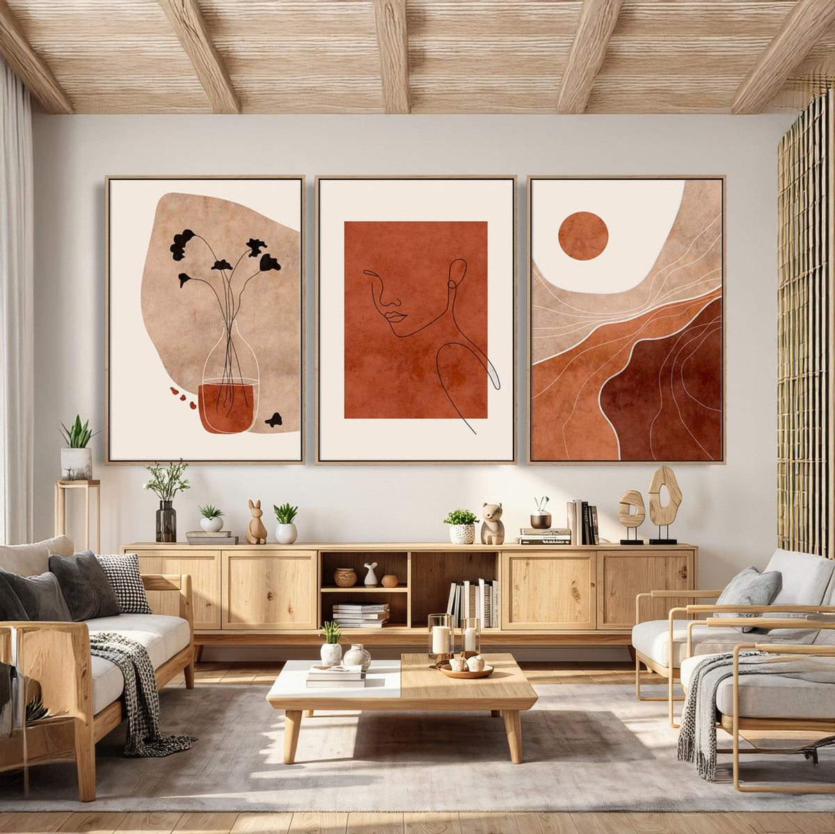 Boho Sunset Mountain Canvas Print, Modern Boho Sunset