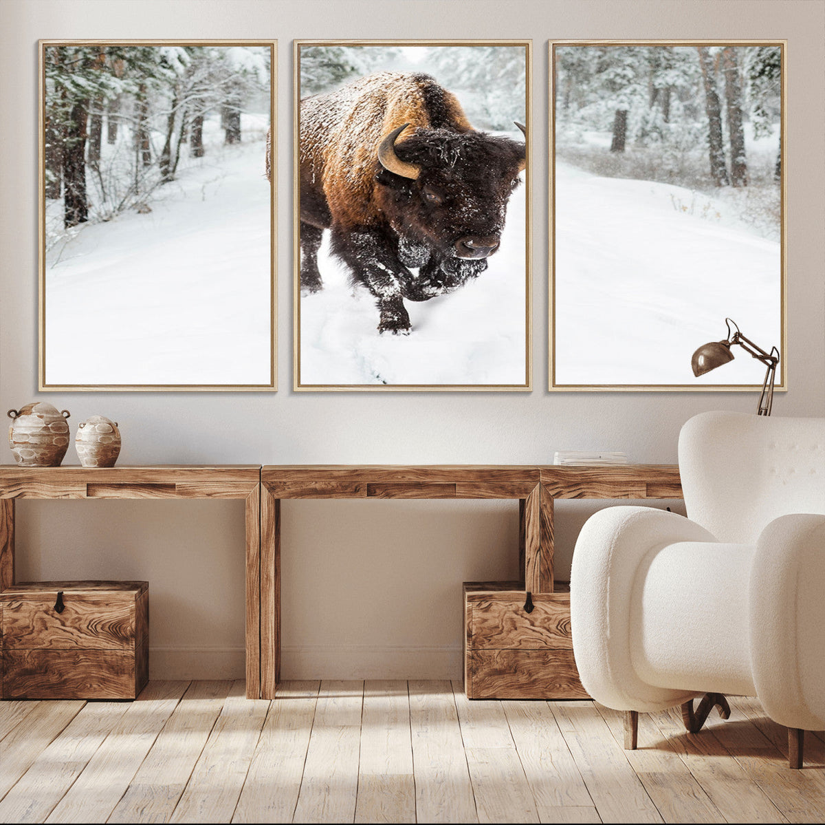 Bison Wall Art Canvas Print For Farmhouse, Animal Canvas