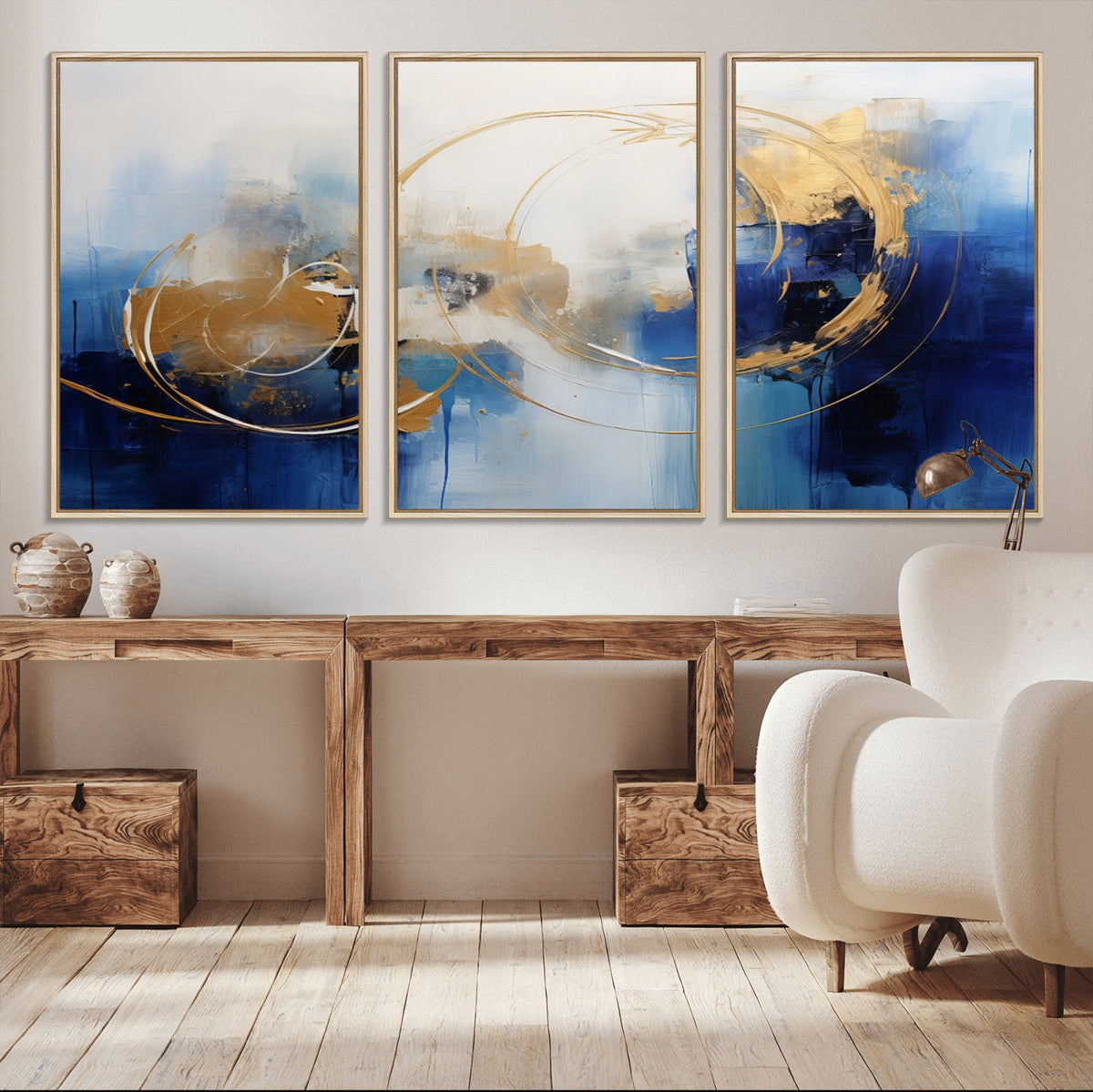 Navy Blue Abstract Wall Art Canvas Print