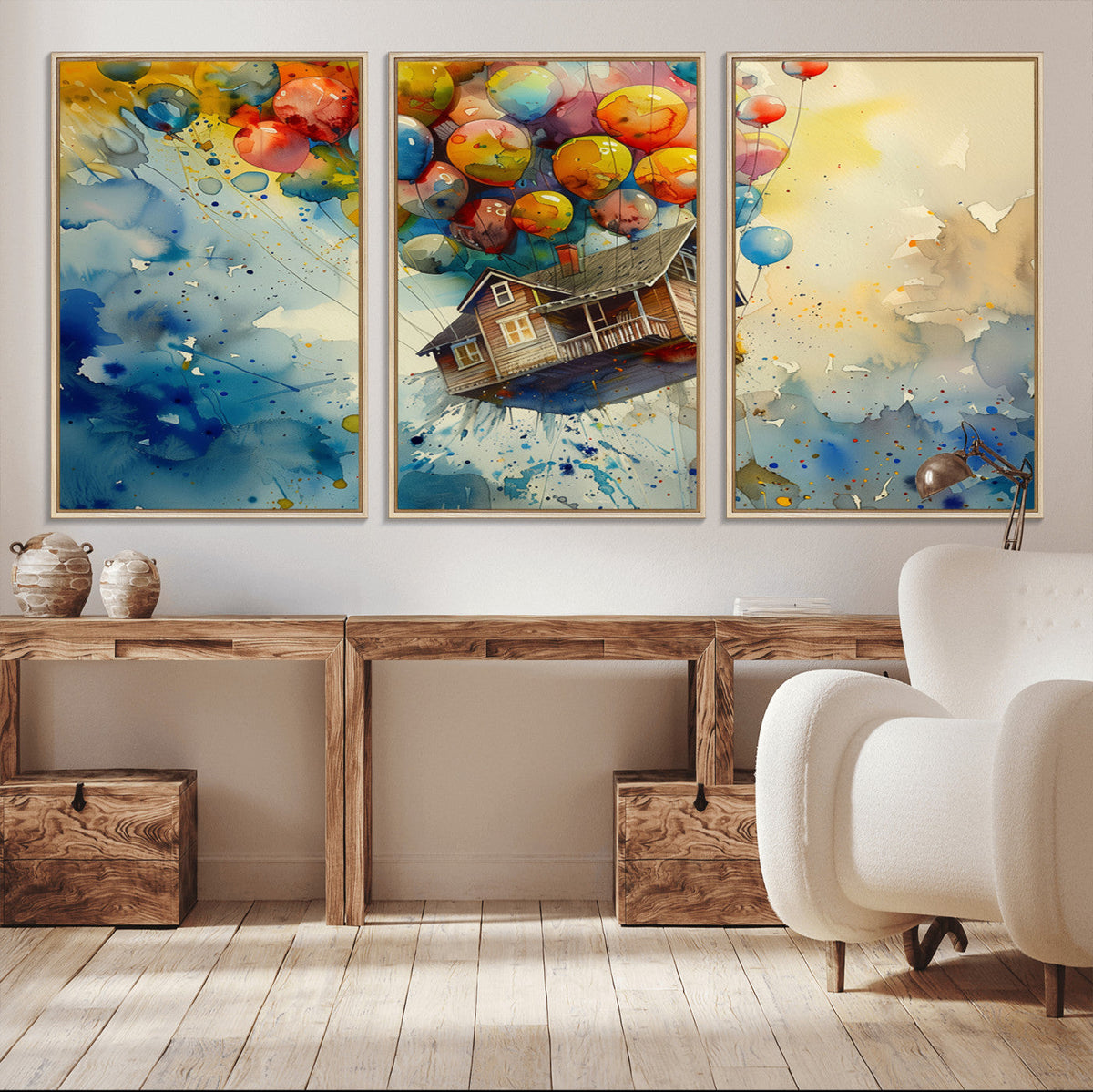 UP-Inspired Floating House with Balloons Canvas Art –