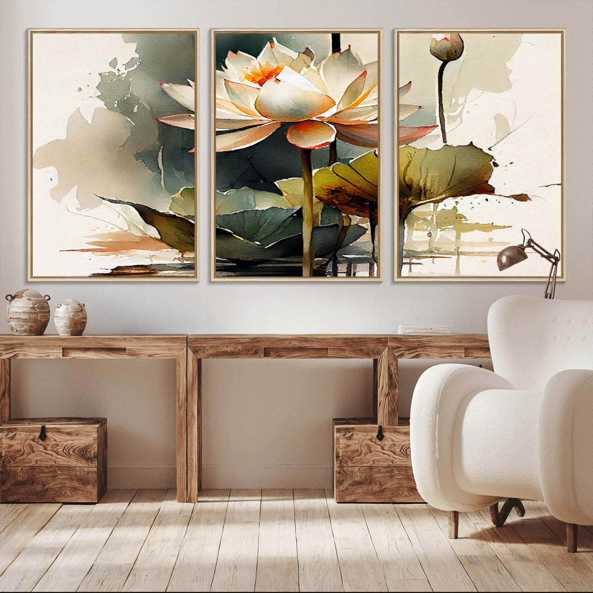Lotus Flower Watercolor Canvas Print – A Symbol of Serenity