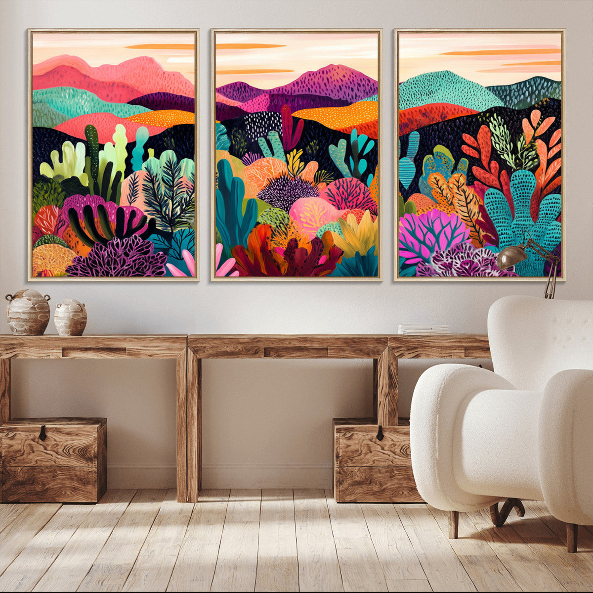 Abstract Kusama Print - Landscape Canvas Wall Art Print -