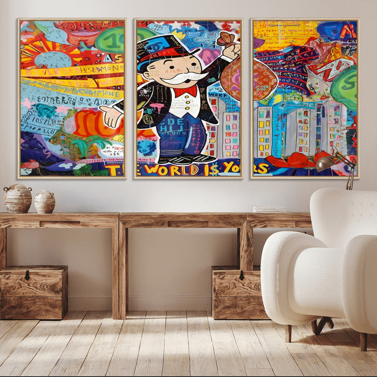 Pop Art Monopoly Man Canvas Wall Art Print - Bold and