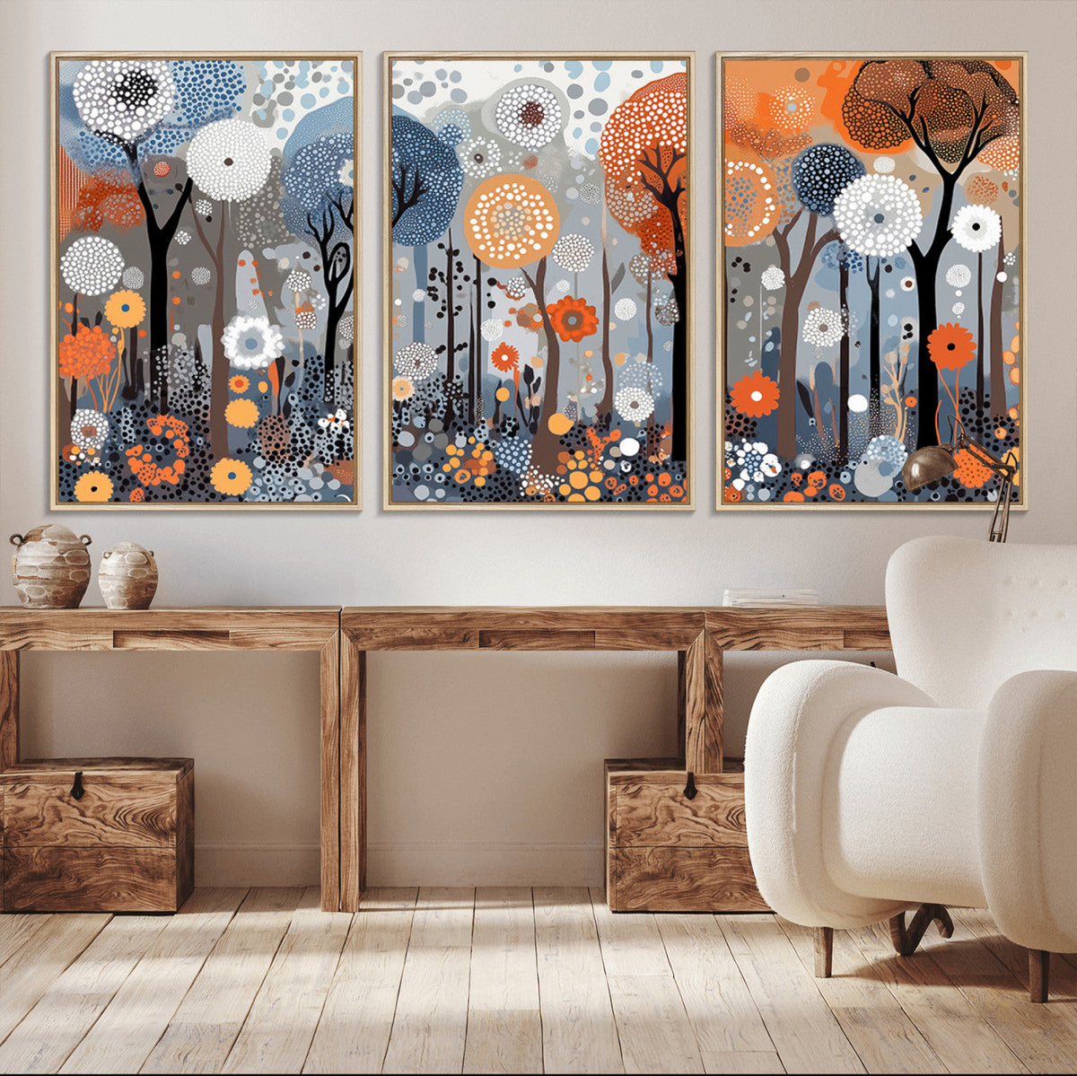 Abstract Winter Landscape Canvas Wall Art Print - Large