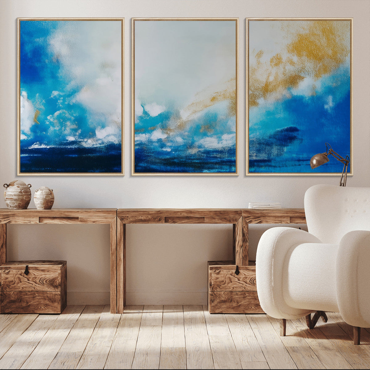 Blue Abstract Print - Dynamic Ocean-Inspired Canvas Wall Art