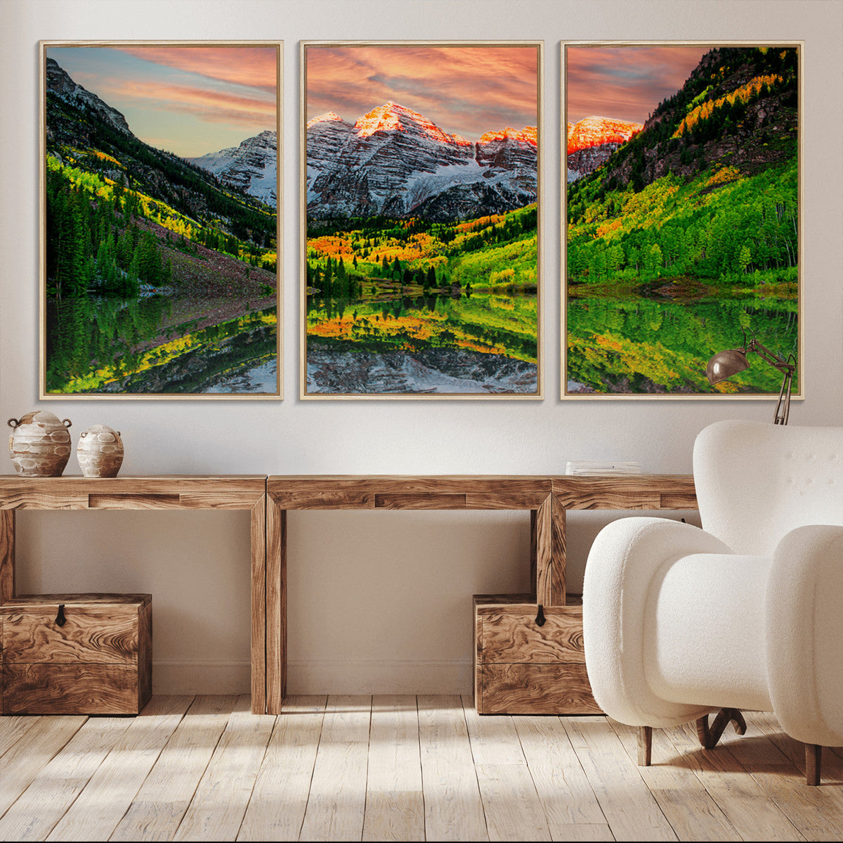 Maroon Bells Lake Wall Art Canvas Print – Framed Majestic