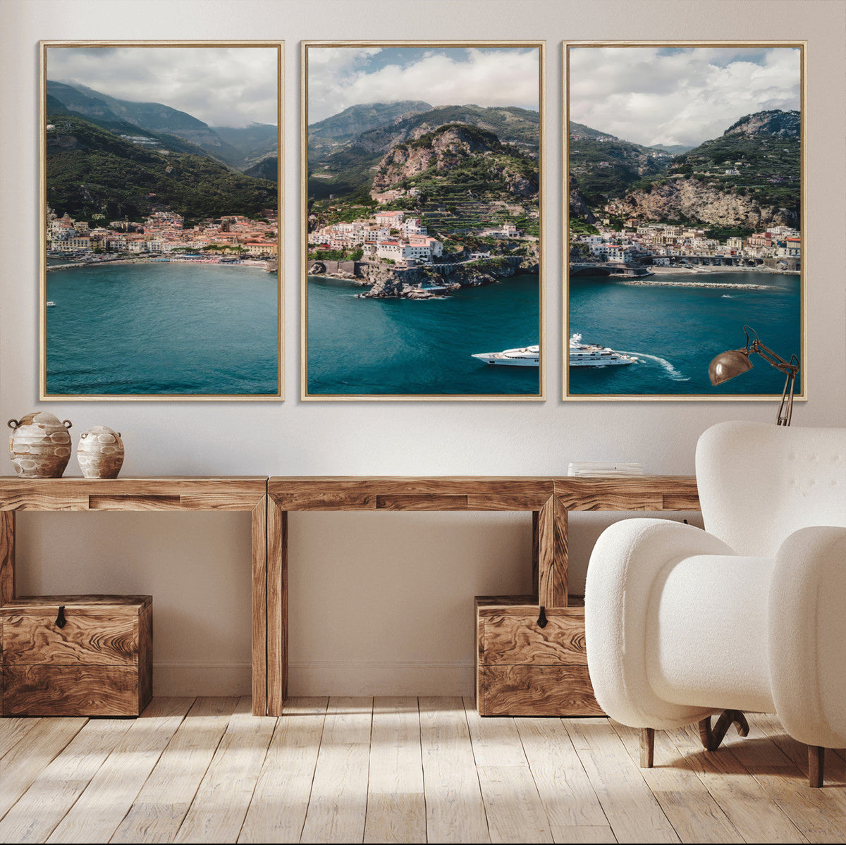 Amalfi Coast Wall Art – Framed Italian Seaside Canvas