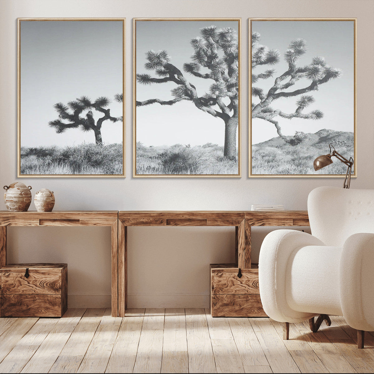 Joshua Tree Wall Art Canvas Print – Framed Black White