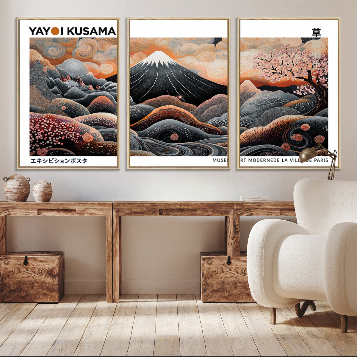 Yayoi Kusama Wall Art Canvas Print – Framed Japanese Dot Art