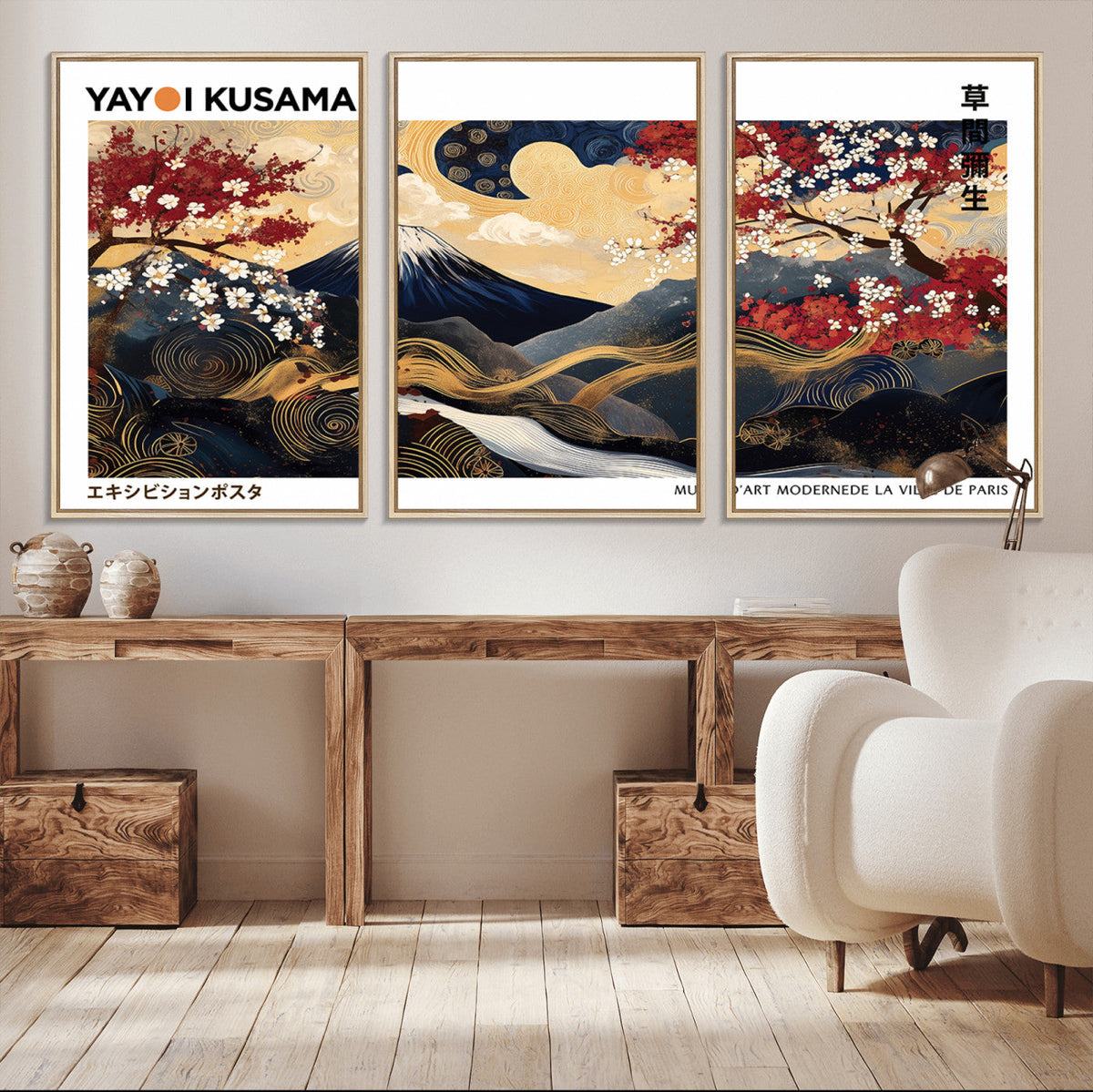 Modern Mount Fuji Wall Art Canvas Print – Framed Abstract